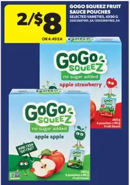 Real Canadian Superstore GOGO SQUEEZ FRUIT SAUCE POUCHES, 4X90 G offer