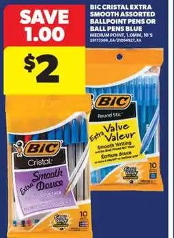 Real Canadian Superstore BIC CRISTAL EXTRA SMOOTH ASSORTED BALLPOINT PENS OR BALL PENS, 10'S offer