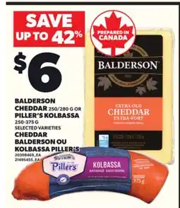 Independent Grocer BALDERSON CHEDDAR 250/280 G OR PILLER'S KOLBASSA, 250-375 G offer