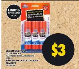 Independent Grocer ELMER'S SCHOOL GLUE STICKS WASHABLE DISAPPEARING PURPLE, 3X20 G offer