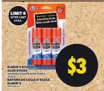 Independent Grocer ELMER'S SCHOOL GLUE STICKS WASHABLE DISAPPEARING PURPLE, 3X20 G offer