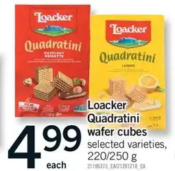 Fortinos LOACKER QUADRATINI WAFER CUBES, 220/250 g offer