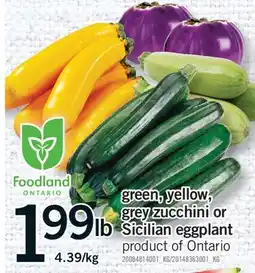 Fortinos GREEN, YELLOW, GREY ZUCCHINI OR SICILIAN EGGPLANT offer