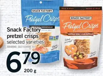 Fortinos SNACK FACTORY PRETZEL CRISPS, 200 G offer