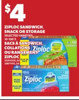 Independent Grocer ZIPLOC SANDWICH, SNACK OR STORAGE, 10-100'S offer