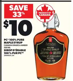 Independent Grocer PC 100% PURE MAPLE SYRUP, 500 ML offer