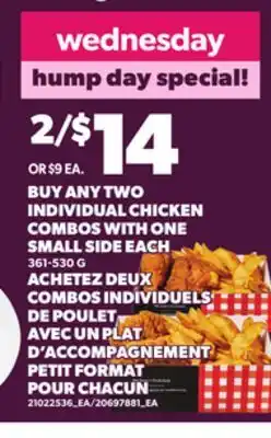 Independent Grocer INDIVIDUAL CHICKEN COMBOS WITH ONE SMALL SIDE EACH, 361-530 G offer