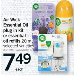 Fortinos AIR WICK ESSENTIAL OIL PLUG IN KIT OR ESSENTIAL OIL REFILLS, 20 ML offer