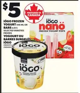 Independent Grocer iÖGO FROZEN YOGURT, 946 ML OR BARS, 4/8'S offer