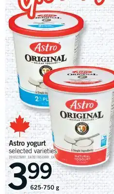 Fortinos ASTRO YOGURT, 625-750 g offer