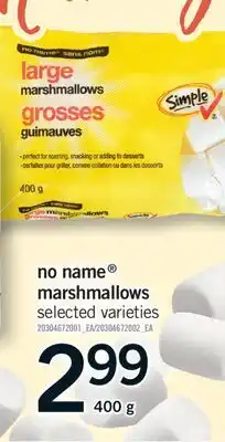 Fortinos NO NAME MARSHMALLOWS, 400 g offer