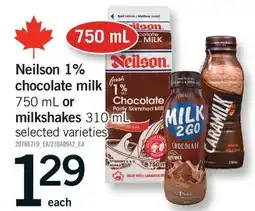 Fortinos NEILSON 1% CHOCOLATE MILK, 750 ML OR MILKSHAKES, 310 ML offer
