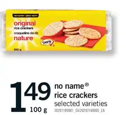 Fortinos NO NAME RICE CRACKERS, 100 G offer