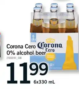 Fortinos CORONA CERO 0% ALCOHOL BEER, 148/156 g 6x330 mL offer
