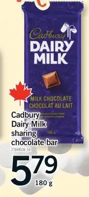 Fortinos DAIRY MILK SHARING CHOCOLATE BAR, 180g offer