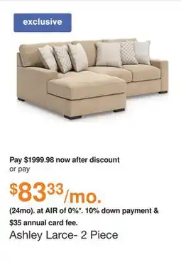 Ashley Furniture Ashley Larce- 2 Piece Sectional with Chaise in Dune, Performance Fabric offer