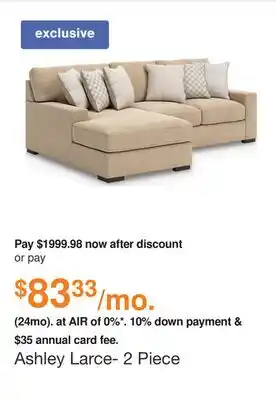 Ashley Furniture Ashley Larce- 2 Piece Sectional with Chaise in Dune, Performance Fabric offer