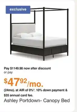 Ashley Furniture Ashley Portdown- Canopy Bed in Black, Size: Queen offer