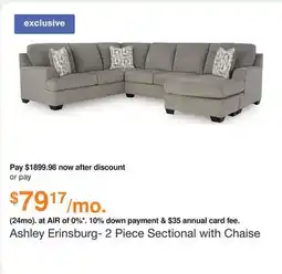 Ashley Furniture Ashley Erinsburg- 2 Piece Sectional with Chaise in Iron, Fabric offer