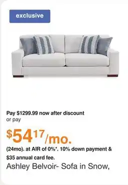 Ashley Furniture Ashley Belvoir- Sofa in Snow, Performance Fabric offer