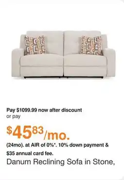 Ashley Furniture Danum Reclining Sofa in Stone, Fabric by Ashley offer