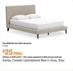 Ashley Furniture Ashley Cielden Upholstered Bed in Grey, Size: Queen offer
