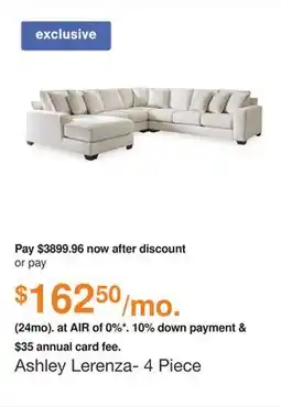 Ashley Furniture Ashley Lerenza- 4 Piece Sectional with Chaise in Birch, Fabric offer