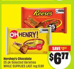 FreshCo Hershey's Chocolate 25 pk Selected Varieties offer