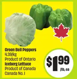 FreshCo Green Bell Peppers 4.39/kg Product of Ontario Iceberg Lettuce Product Of Canada Canada No 1 offer