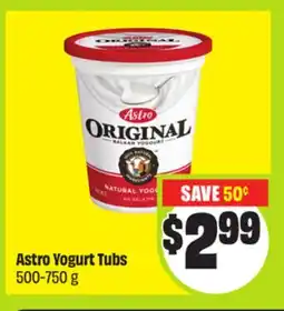 FreshCo Astro Yogurt Tubs 500 - 750 g offer