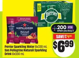 FreshCo Perrier Sparling Water 8X330mL San Pellegrino Naturali Sparkling Drink 6X330mL offer