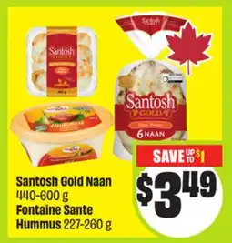 FreshCo Santosh Gold Naan 440-600 g Fontaine Sante Hummus 227-260 g offer