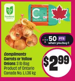 Chalo FreshCo Compliments Carrots or Yellow Onions 3 lb Bag Product of Ontario Canada No. 1, 1.36 kg offer
