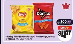 FreshCo Frito Lay Value Size Potato Chips, Tortilla Chips, Snacks or Popcorn 275-535 g offer