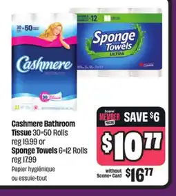 Chalo FreshCo Cashmere Bathroom Tissue 30 = 50 Rolls 99 or Sponge Towels 6 = 12 Rolls offer