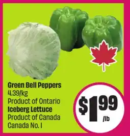 Chalo FreshCo Green Bell Peppers Iceberg Lettuce Product of Product of Canada Canada No. 1 offer