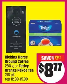 Chalo FreshCo Kicking Horse Ground Coffee 284 g or Tetley Orange Pekoe Tea 216 pk offer