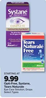 PharmaChoice Opti-Free, Systane, Tears Naturale Eye Care Solution Drops offer