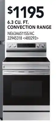 RONA 6.3 CU. FT. CONVECTION RANGE offer