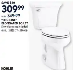 RONA KOHLER HIGHLINE ELONGATED TOILET offer