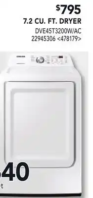 RONA Samsung 7.2 CU. FT. DRYER offer