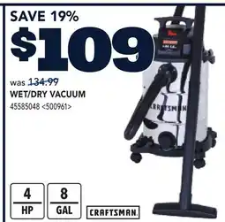 RONA CRAFTSMAN WET/DRY VACUUM offer