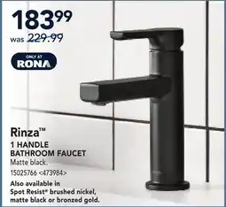 RONA 1 HANDLE BATHROOM FAUCET offer