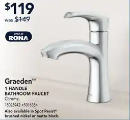 RONA Graeden 1 HANDLE BATHROOM FAUCET offer