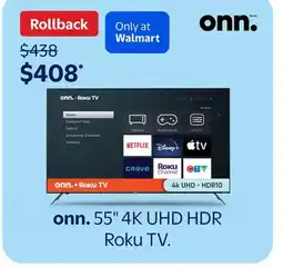 Walmart onn. 55 4K UHD HDR Roku TV offer