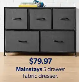 Walmart Mainstays 5 drawer fabric dresser offer