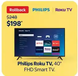 Walmart Philips Roku TV, 40 FHD Smart TV offer