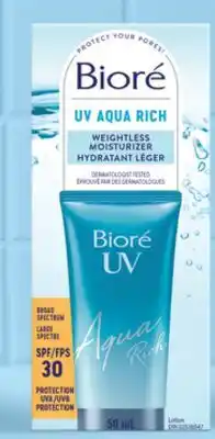 Walmart Bioré UV Aqua Rich Weightless Moisturizers SPF 30 and SPF50 offer