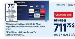 Walmart 75 4K Ultra HD Roku Smart TV offer