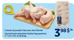 Walmart Olymel back-attached chicken leg quarters offer